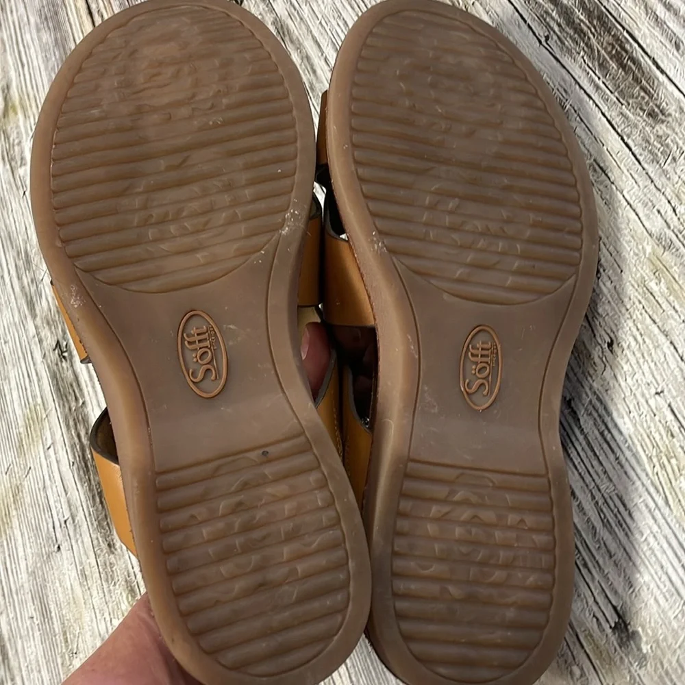 Sofft Balin Women's Sandal Brown Leather Slide Flats Slip On Shoes